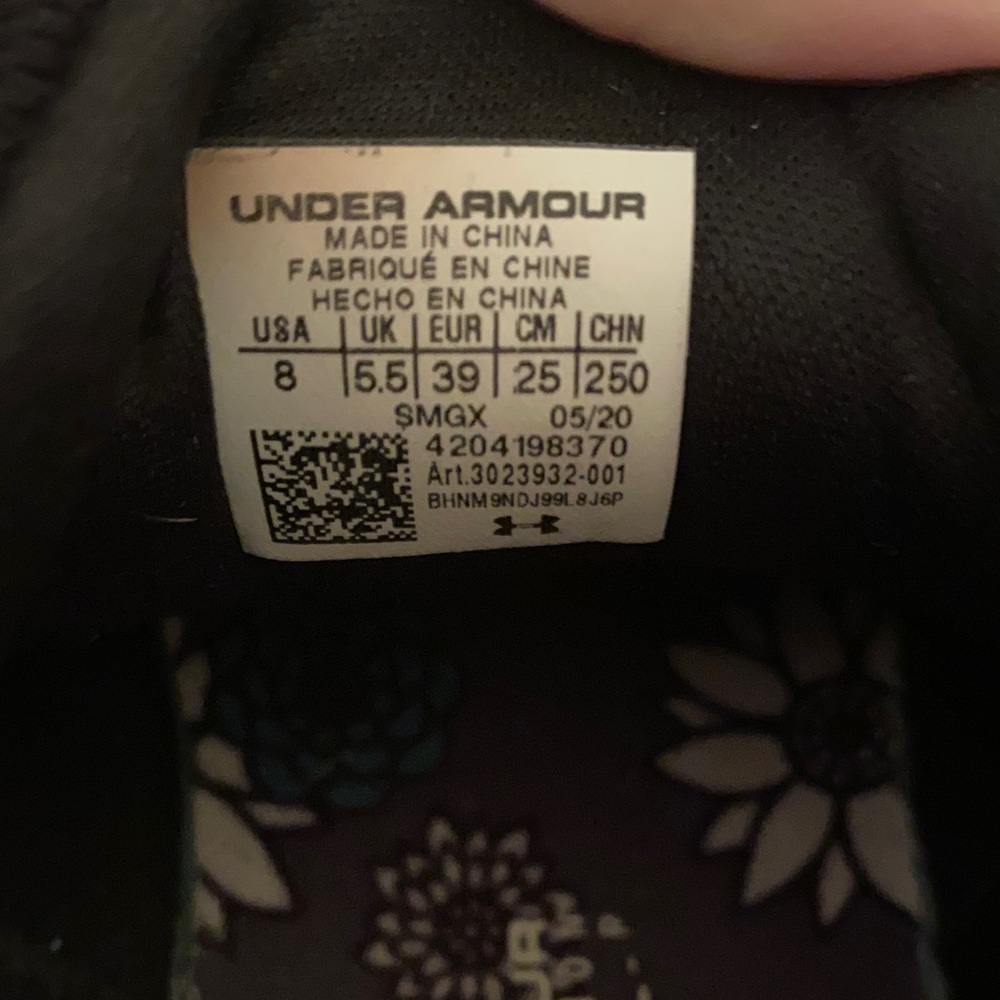 Under Armour Black with Pink and Teal Floral Tennis Shoes - Picture 7 of 7